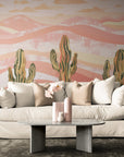 Papier Peint Abstrait - Cactus Et Désert Rose