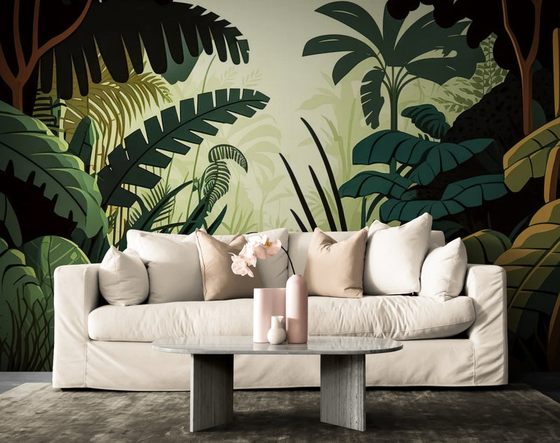 Papier Peint Jungle - Arbres Tropicaux Luxuriants