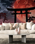 Papier Peint Japonais - Lune Rouge