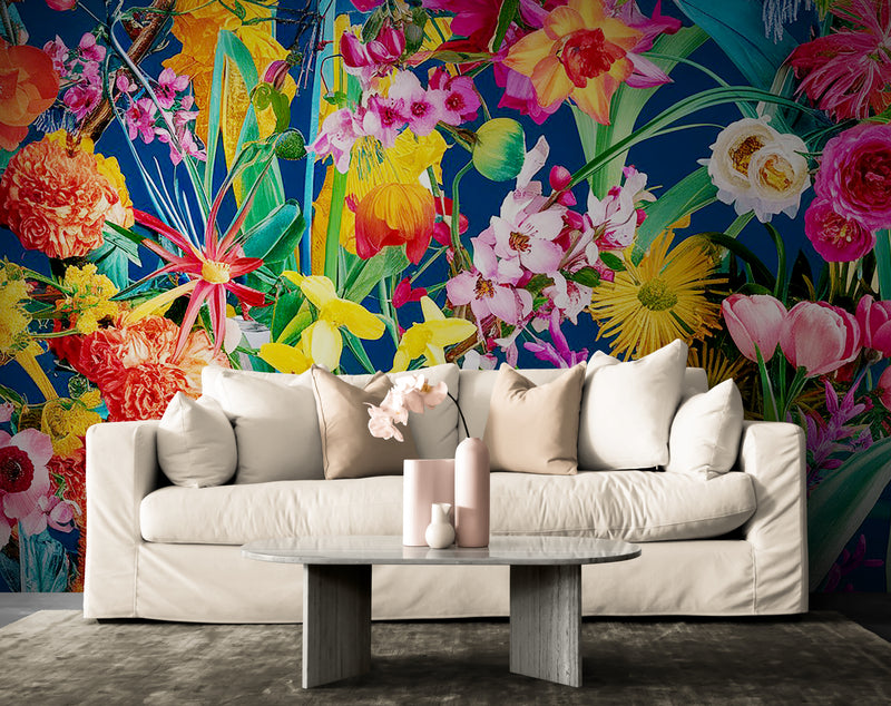 Papier Peint Jardin Fleuri - Oasis De Couleurs