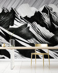 Papier Peint Noir Et Blanc - Montagnes Abstraites