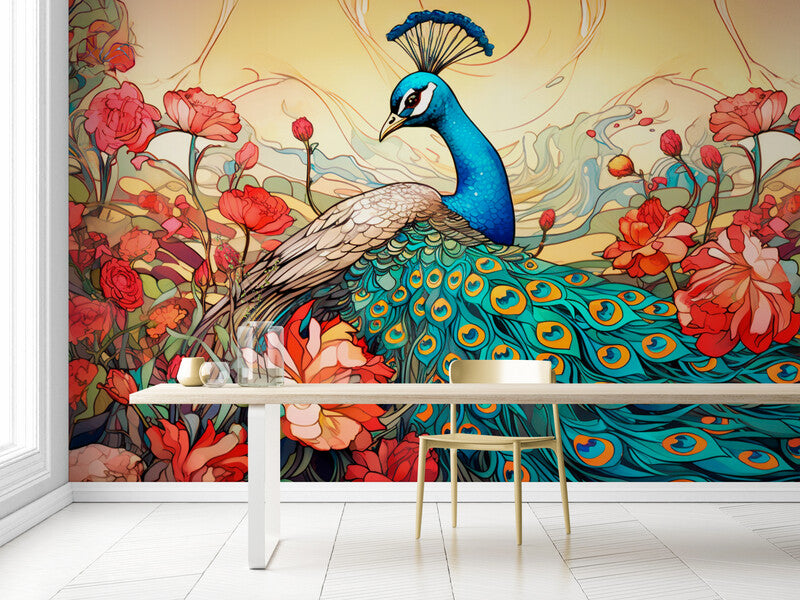Papier Peint Illustration - Paon Majestueux