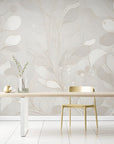 Papier Peint Floral - Fleurs Beige Subtiles