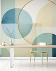 Papier Peint Abstrait - Géométrique Bleu Et Jaune