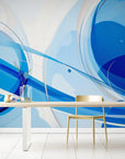 Papier Peint Abstrait - Bleu Et Blanc Moderne