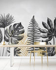 Papier Peint Plantes - Noir Et Blanc