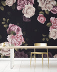 Papier Peint Floral - Fond Noir