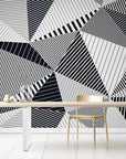 Papier Peint Triangles - Lignes Noires Et Blanches