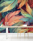Papier Peint Design - Plumes Colorées