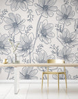 Papier Peint Noir Et Blanc - Mur De Fleurs
