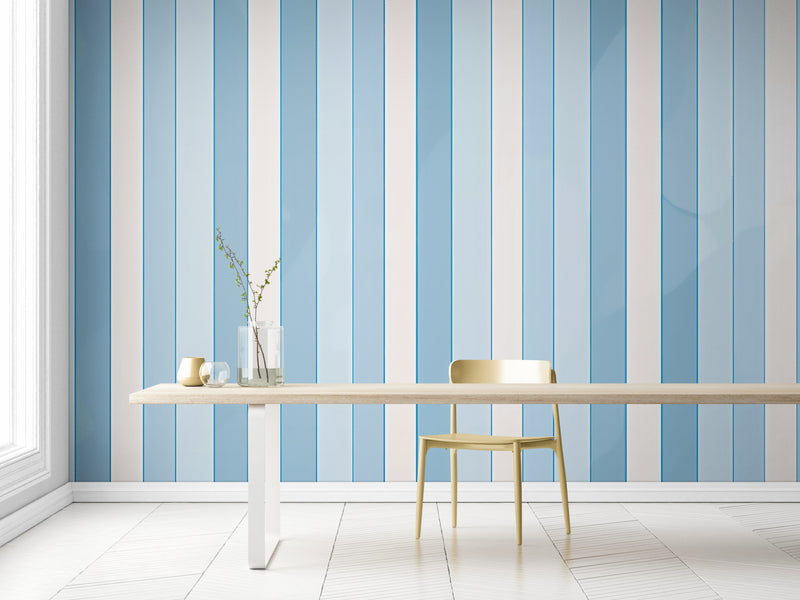 Papier Peint Art & Déco - Rayures Bleues