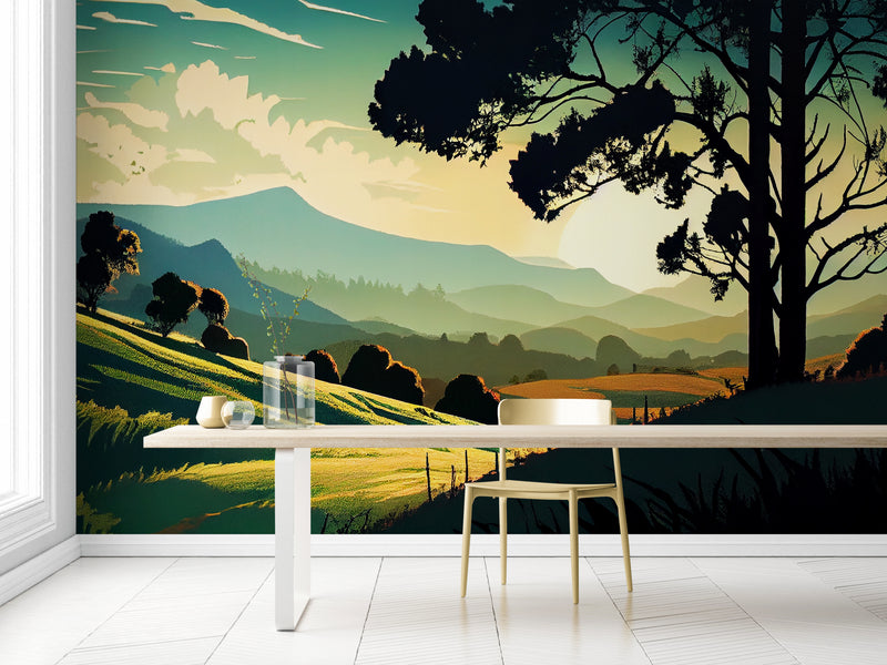 Papier Peint Paysage - Éclat du crépuscule