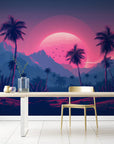 Papier Peint Rétro - Montagne Coucher De Soleil