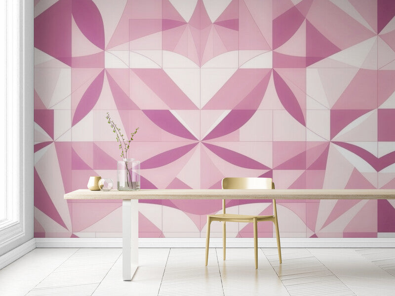 Papier Peint Abstrait - Motifs Géométriques Roses