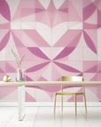 Papier Peint Abstrait - Motifs Géométriques Roses