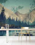Papier Peint Illustration - Pleine Lune Et Montagnes