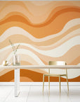 Papier Peint Abstrait - Vagues Oranges