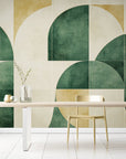 Papier Peint Minimaliste - Vert Et Beige