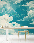 Papier Peint Japonais - Nuages Et Ciel Bleu