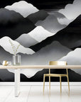 Papier Peint Illustration Noir Et Blanc - Montagne