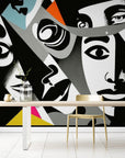 Papier Peint Abstrait - Visages Artistiques