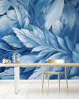 Foliage Wallpaper - Undulating Blue Leaves