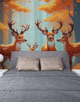 Papier Peint Nature - Cerfs Et Biche En Harmonie