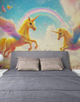 Papier Peint Enfant - Licorne Et Arc-En-Ciel