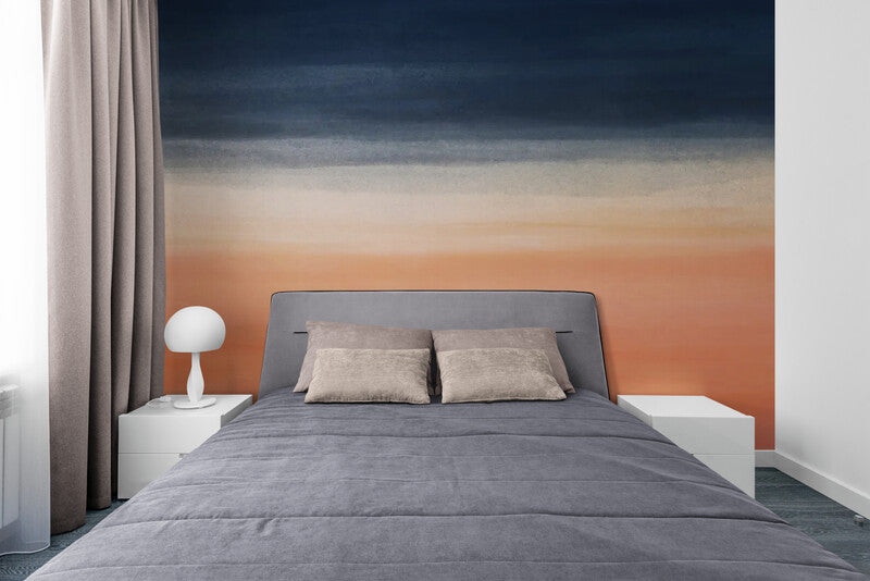 Papier Peint Abstrait - Harmonie Bleue Et Orange