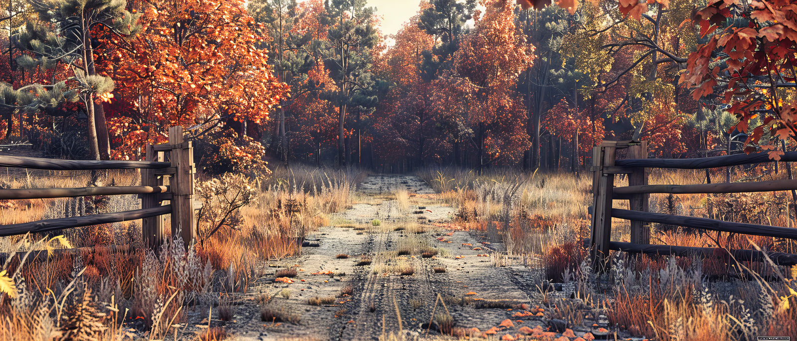 Papier peint forêt - sous-bois d'automne