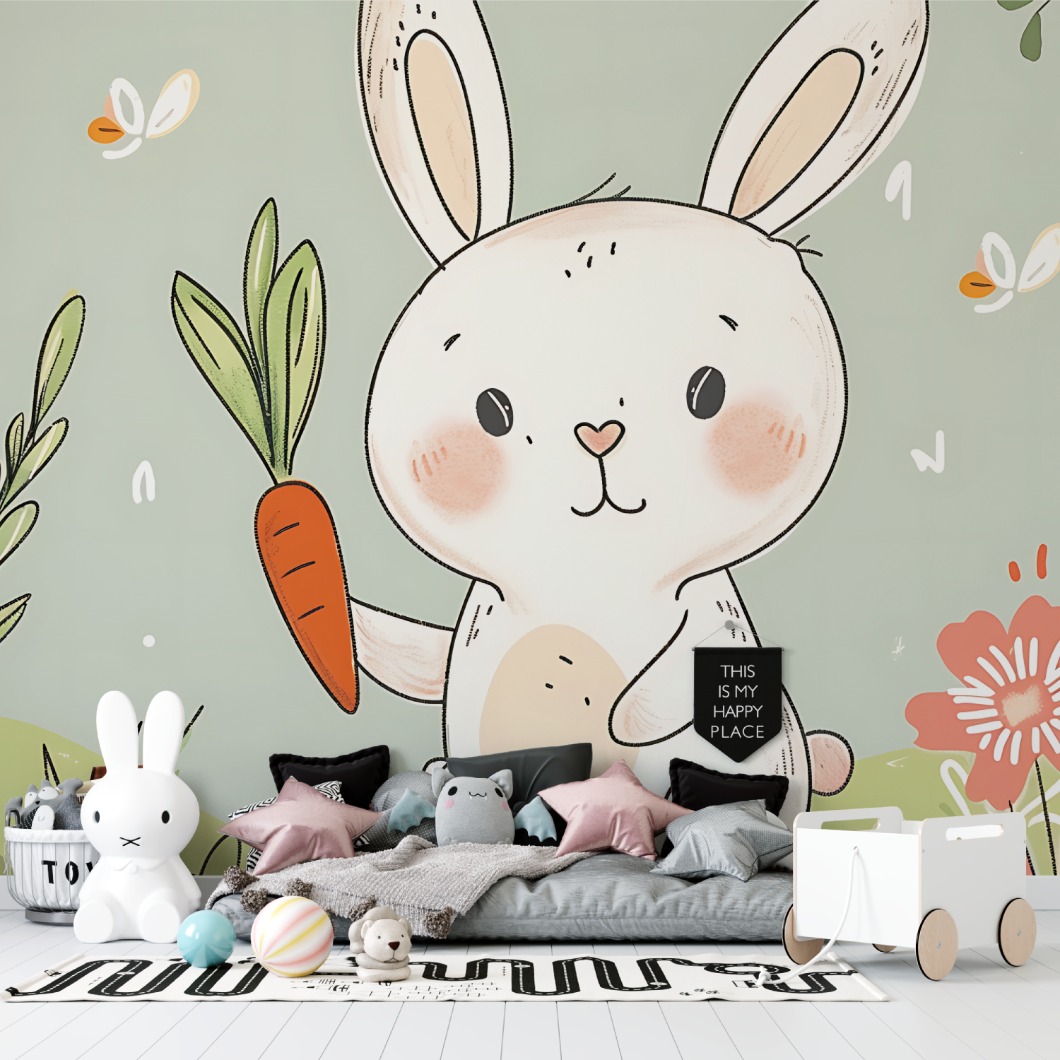Children's Wallpaper - Rabbit and Carrot
