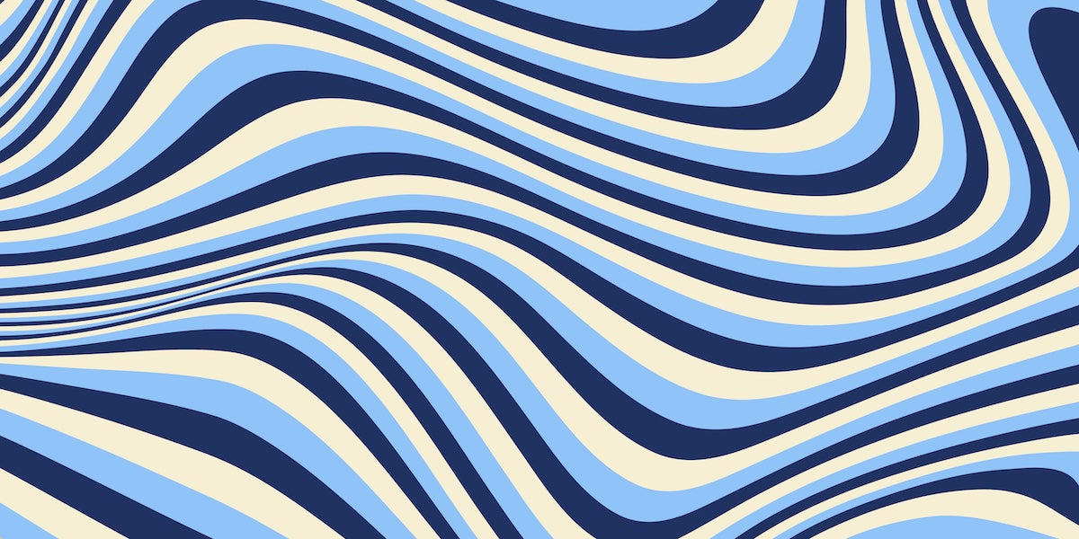 Papier peint rétro - lignes fluides bleu marine et blanc