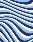 Papier peint rétro - lignes fluides bleu marine et blanc