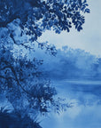 Landscape Wallpaper - Silhouetted Night Forest in Blue