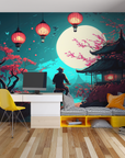 Wallpaper Illustration - Japanese Pagoda under the Moon