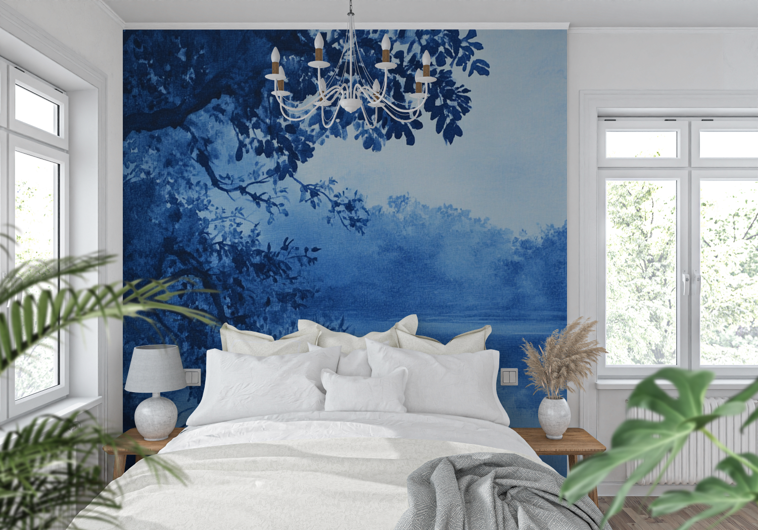 Panoramic Blue Landscape Wallpaper