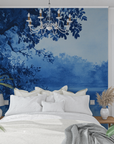 Landscape Wallpaper - Silhouetted Night Forest in Blue