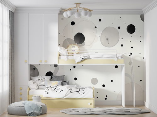 Papier Peint Noir et Blanc - Bulles Abstraites