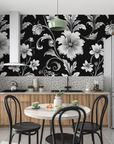 Floral Wallpaper - Royal Peonies Black and White