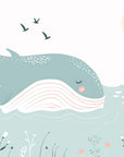 Kids' Wallpaper - Whale and Boat on the Ocean