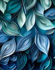 Papier Peint Feuillage - Feuilles Bleutées en Relief