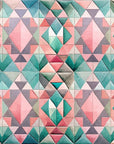 Papier peint géométrique - facettes de diamants rose et turquoise pastel