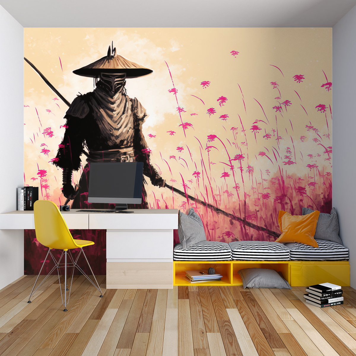 Videospiel-Tapete – Wandernder Samurai in einem Blumenfeld