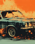 Papier peint voitures - voiture rétro américaine sur fond orange
