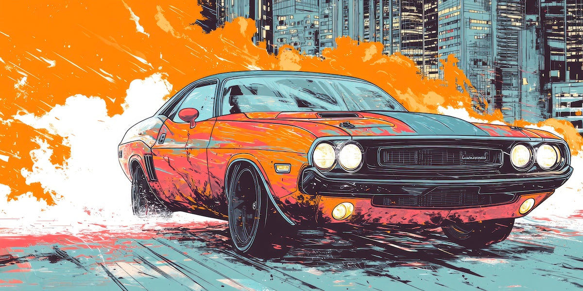 Papier peint voitures - bolide de course vintage orange