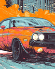 Papier peint voitures - bolide de course vintage orange