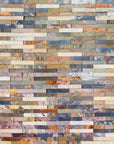 Papier Peint Imitation - Mur De Brique Rouge Bleu Et Gris