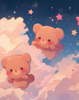 Papier Peint Enfant - Oursons Dans Les Nuages