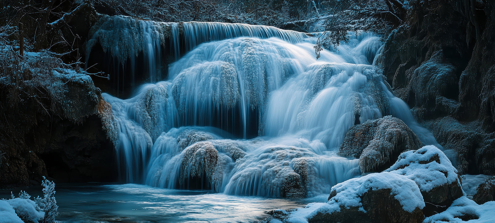 Papier peint cascades - chutes glacées secrètes