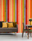 Papier Peint Imitation - Planche De Bois Multicolore